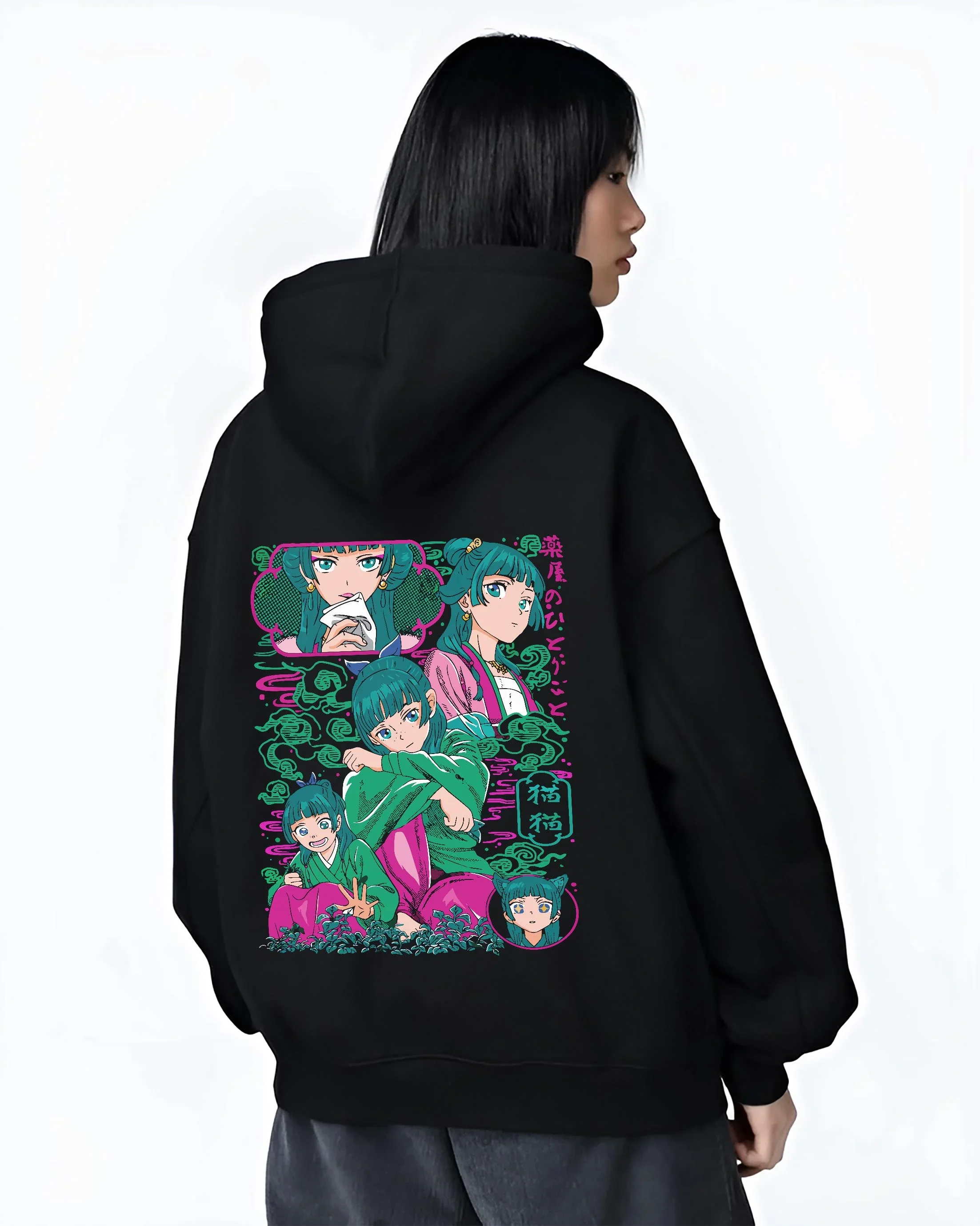 Apothecary Diaries Hoodie Maomao Pink Hair Trio Panel - Image 3
