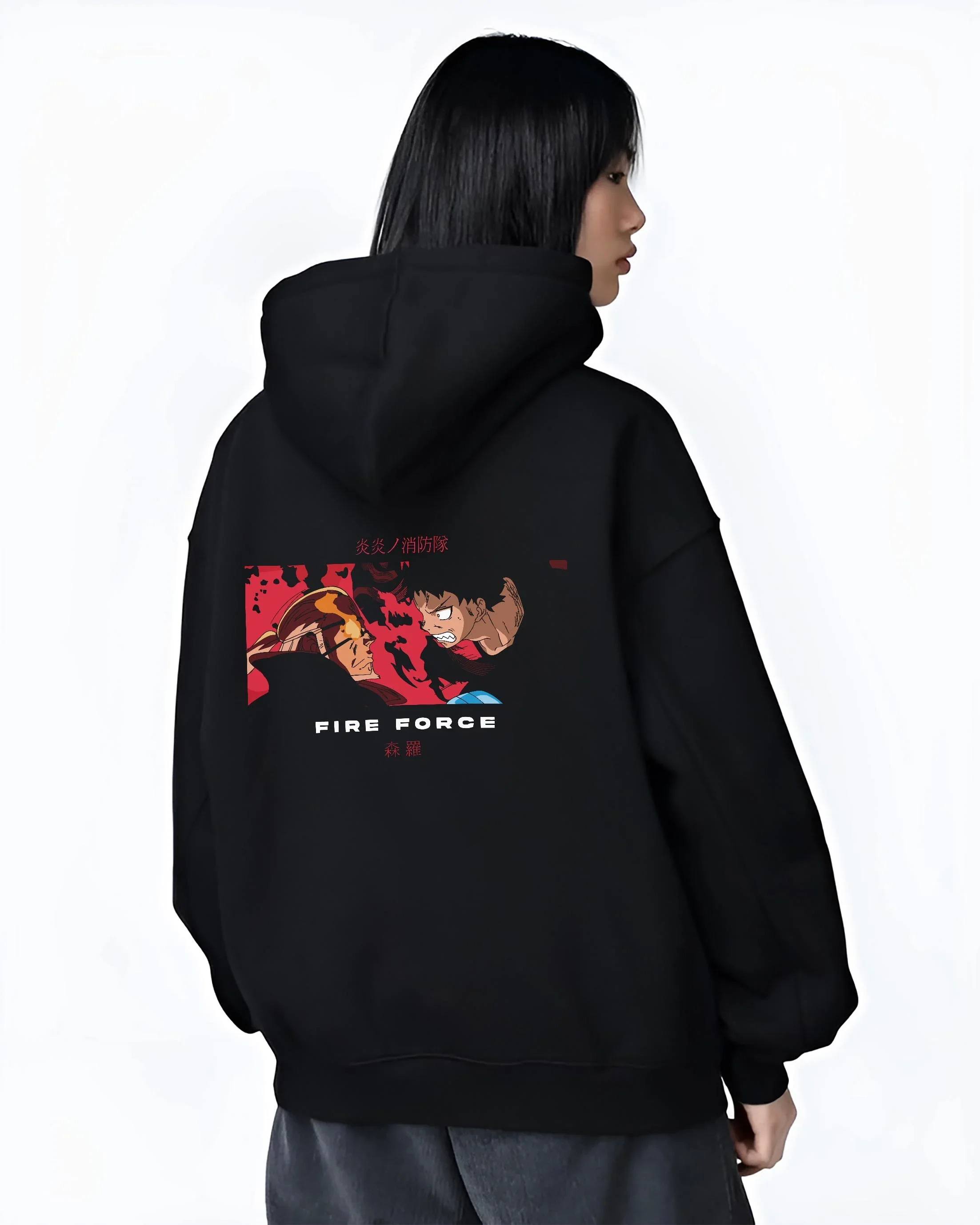 Fire Force Hoodie Shinra Kusakabe Burning Kick Pose - Image 3