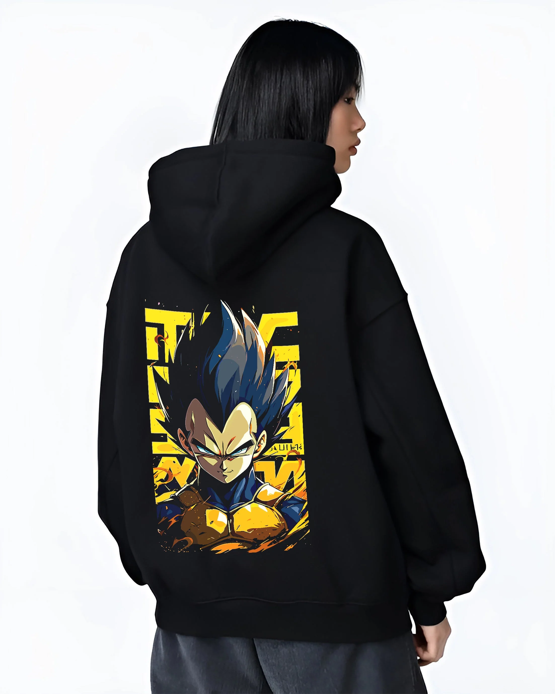 Vegeta Dragon Ball Z Hoodie Saiyan Prince Yellow Aura Power - Image 3